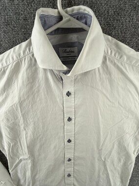 Stenstroms White Button Up Shirt Men Cotton Long Sleeve Slimlime 15.75 (40)